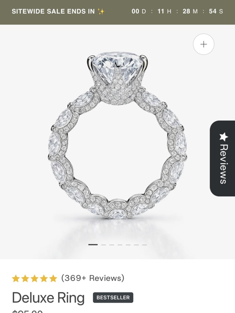 Deluxe Ring - White Gold Tone Crystal Eternity Band